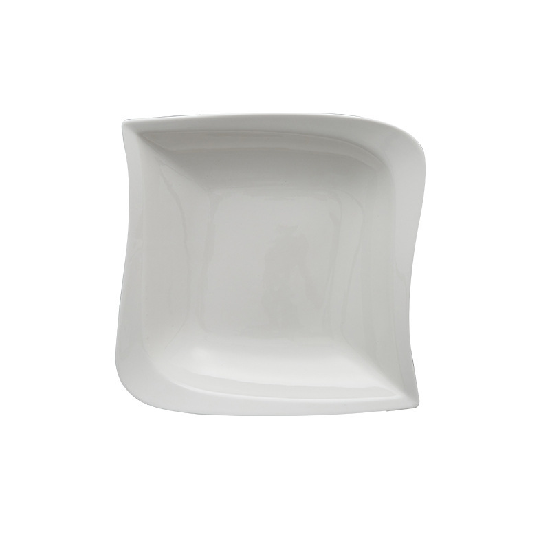 Plato de cerámica estilo occidental, serie Corner, para sopa, pasta, bistec, ensalada.