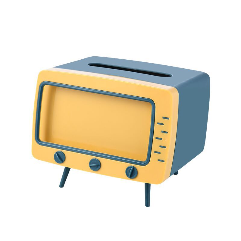 Caja de pañuelos para TV, soporte multifuncional para escritorio, soporte para ver el teléfono móvil, caja de almacenamiento de plástico para sala de estar
