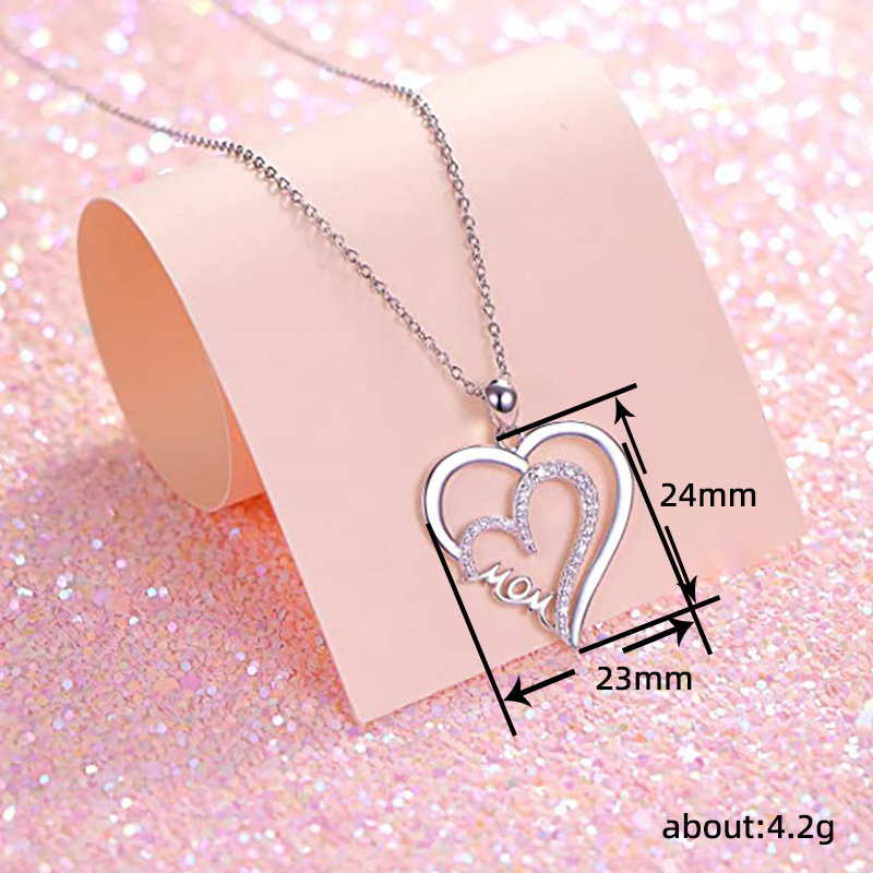 Copper Simple Style Commute Heart Shape Inlay Rhinestones Pendant Necklace display picture 1