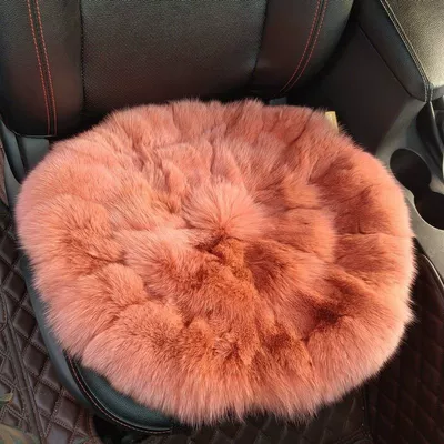 non-backrest plush car cushion, Seat cushion, seat cover - pink-three-piece-round-version