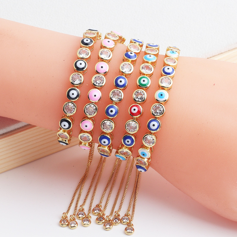 Fashion Devilu0027S Eye Copper Bracelets Inlay Zircon Copper Bracelets