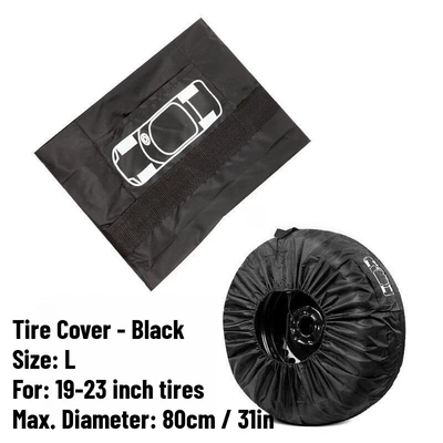 Sales Car Tire Cover Polyester: Spare wheel cover - black-belt-l-size-individually-packaged-in-opp-bag