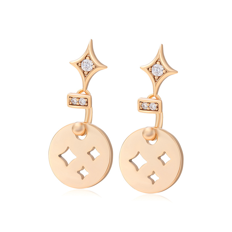 Joyería Xuping geometría redonda brillante pernos de orejas de lenteja femenina simple y fría aretes de orejas de estilo ligero lujoso