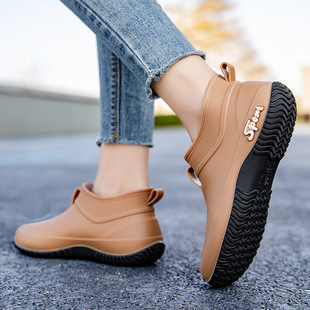 Cross-border Adult Daily Casual Rain Boots Four Seasons Thick Bottom Waterproof Shoes Outdoor Wear-resistant Rain Rubber Shoes Women's Short Tube Water Shoes