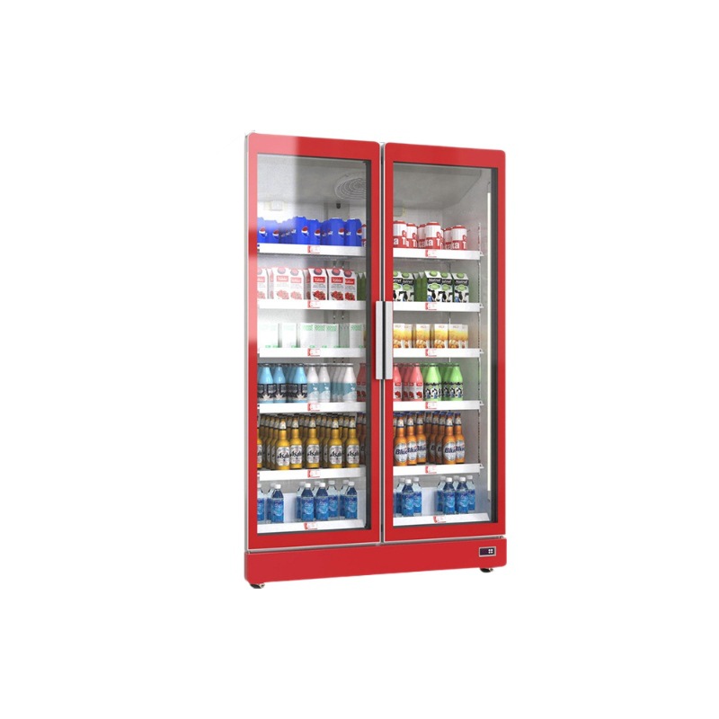 Gabinete de refrigeración de bebidas Gabinete de exhibición de refrigeración Gabinete vertical de almacenamiento congelador comercial de gran capacidad de puerta única y doble Supermercado congelador de cerveza