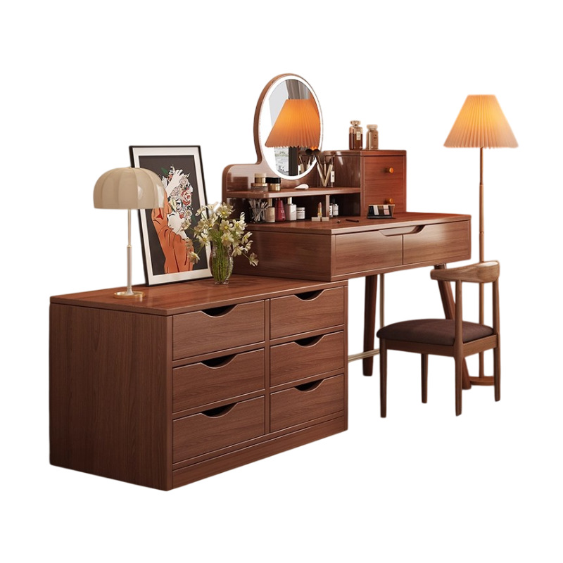 Comodín medieval dormitorio 2025 nuevo estilo moderno simple de alta sensación pequeña mesa de maquillaje espejo maquillaje armario todo en uno