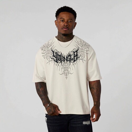 Youngla American style new men's T-shirt men's casual loose large size fashion brand printed cotton short-sleeved sports T-shirt