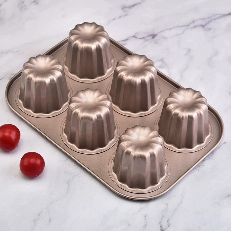 Cross -border non -stick carbon steel metal baking sheet 6 -hole 12 -hole baking cake mold DIY round Moved cup mold