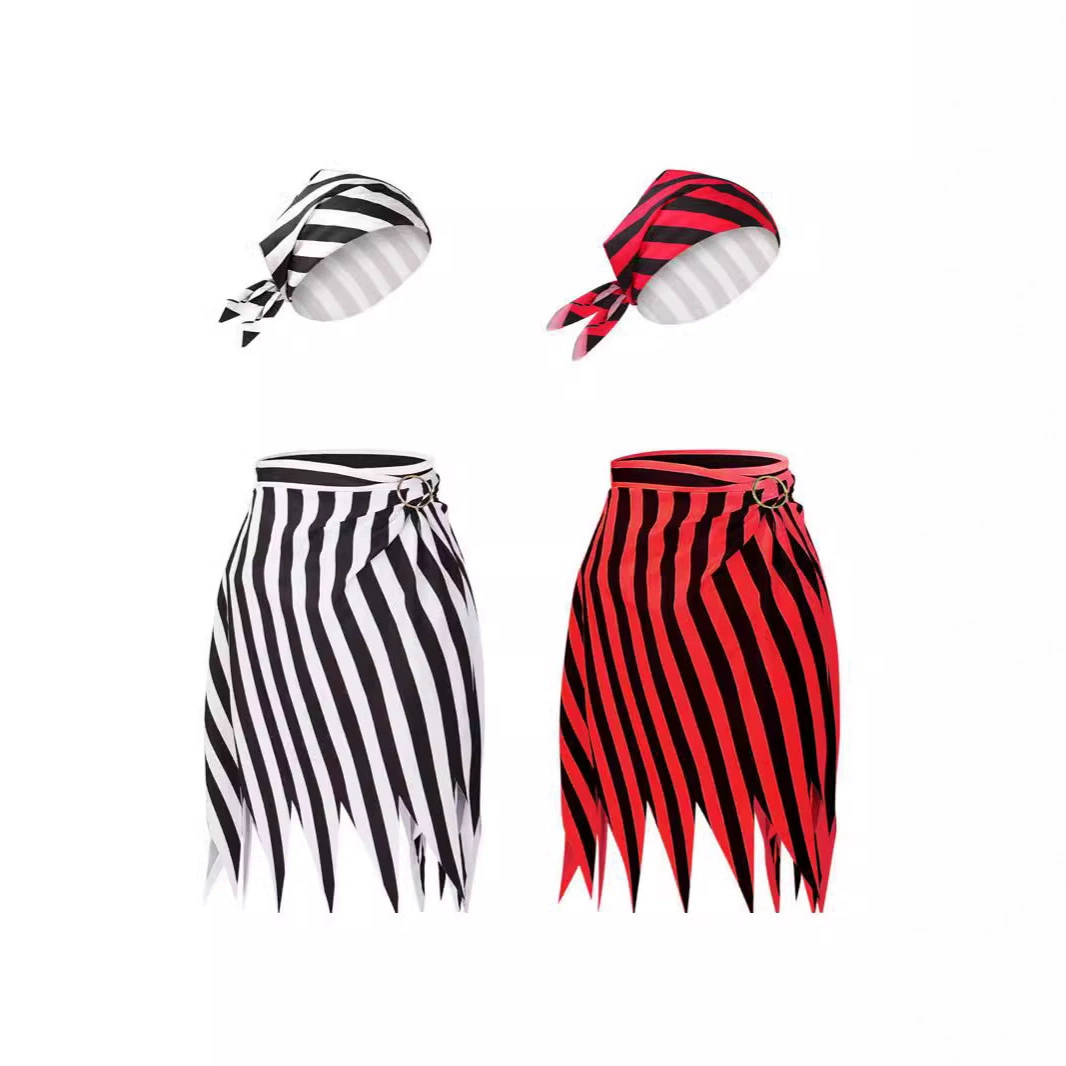 Косплей-костюм в стиле пиратской повязки Amazon, европейский и американский дизайн, с заостренной полосатой юбкой на бретелях для женщин, цифровая печать