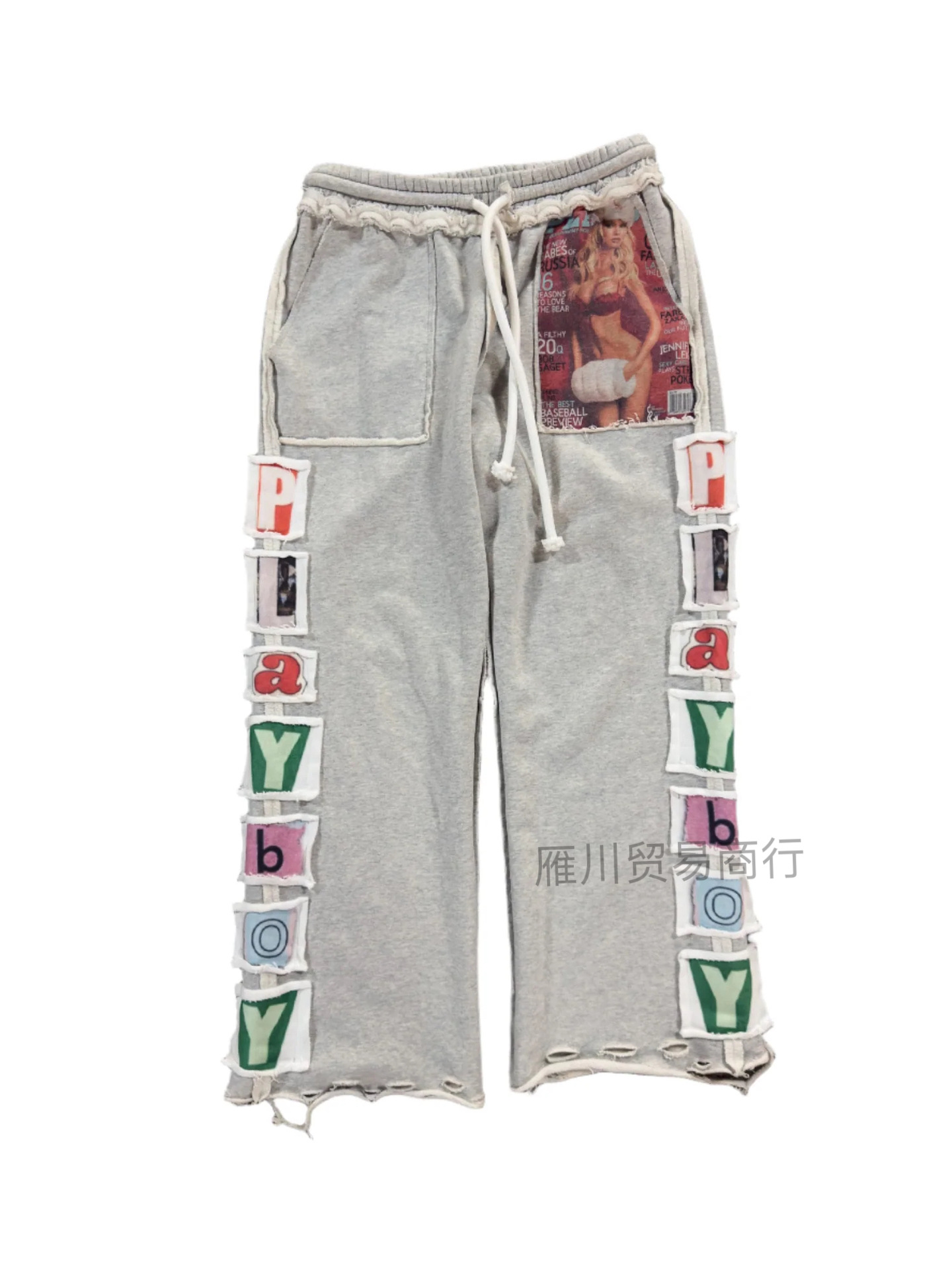Europeos y estadounidenses letras transfronterizas de moda callejera pantalones de estilo casual sueltos cordón elástico cintura pantalones rectos