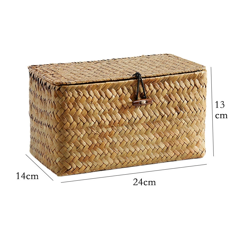 Straw Japanese storage box, woven accessory, storage system