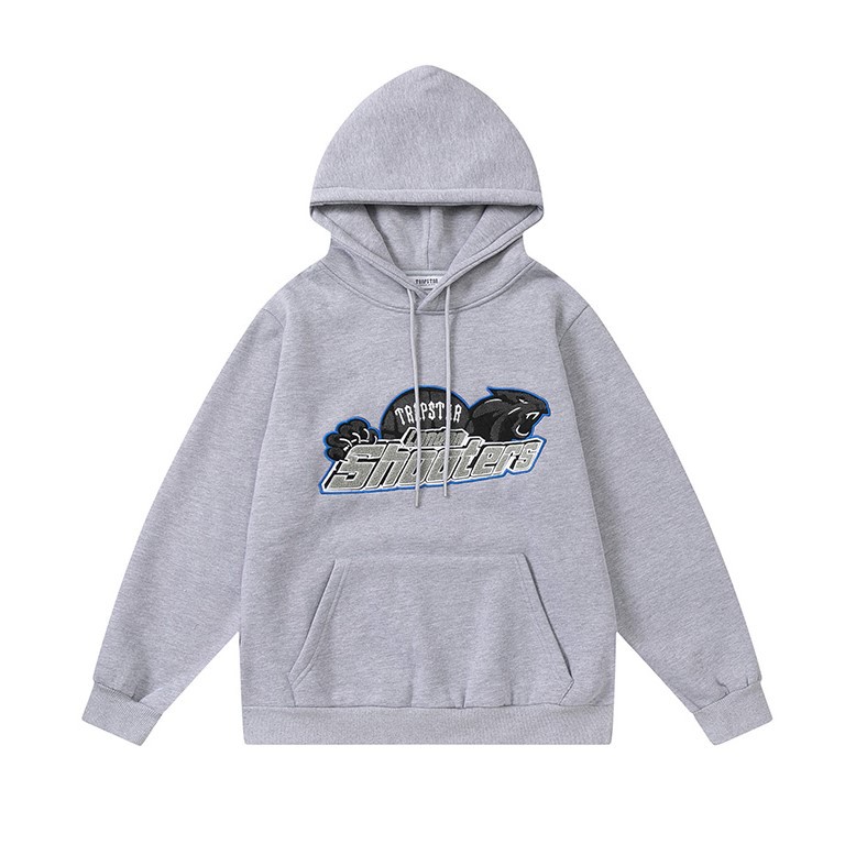 Europa y América Trapstar blue line negro cabeza de tigre toalla bordado más terciopelo con capucha suéter pantalones pantalones casuales