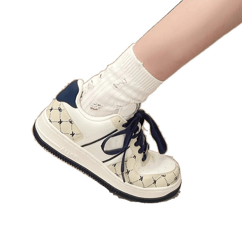 高颜值厚底板鞋女2025春季休闲小白绿色白色白蓝成年现货整单|undefined