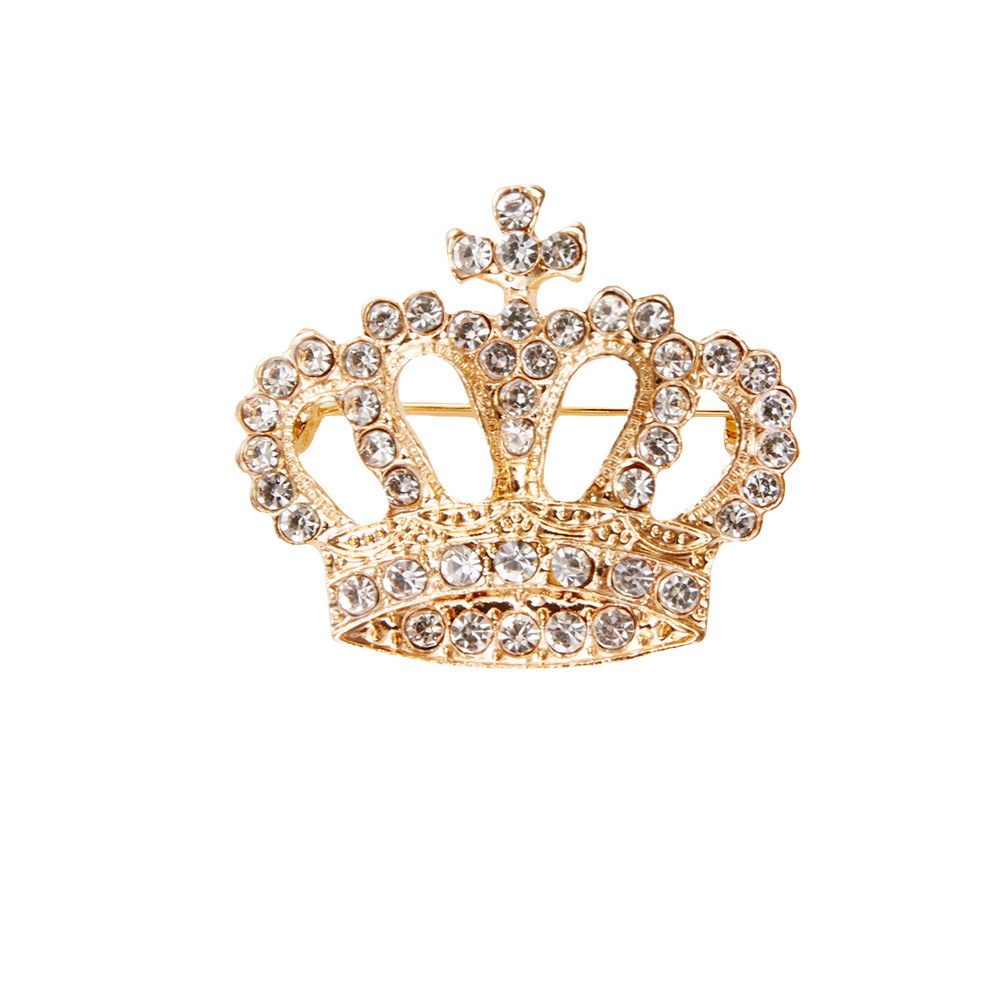 Nieuwe luxe elegante kroonbroche, hoogwaardige damesbroche van legering met strasssteentjes, accessoire voor pakken, jassen en mantels._voghion.com