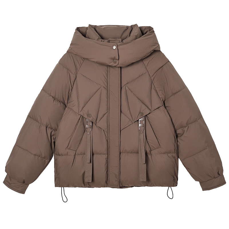 Corea con capuchón corto de algodón para mujeres en invierno 2025 nuevo hombre pequeño suelto y grueso abrigo de algodón esponjoso moda
