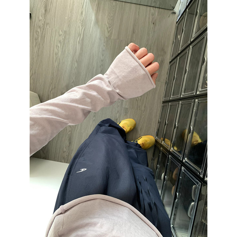 早秋季简约百搭白色T恤衫女薄款防晒罩衫chic卷边松弛感长袖上衣|undefined