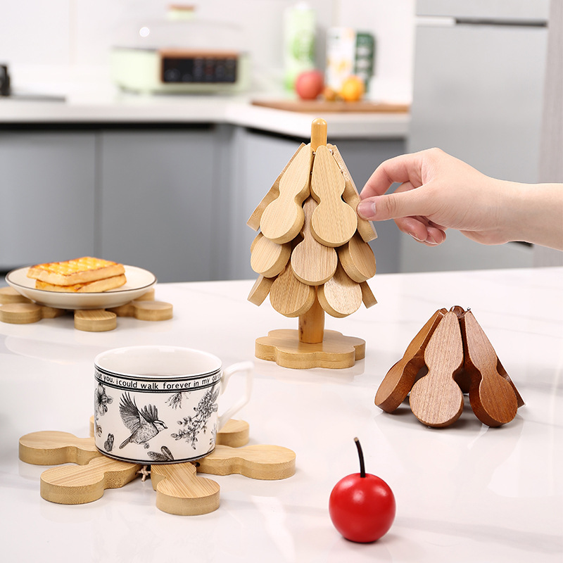 Un árbol aislante térmico almohadilla resistente a quemaduras resistente a altas temperaturas almohadilla de comedor casera de alta calidad sensación de árbol de Navidad calabaza mesa de comedor tazón almohadilla decoración