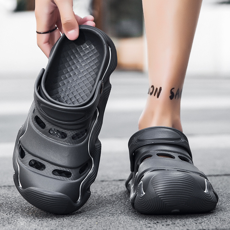 2025 verano grueso calzado agujero simple estilo transpirable anti-deslizante zapatillas frías para hombres zapatos de playa anti-deslizantes
