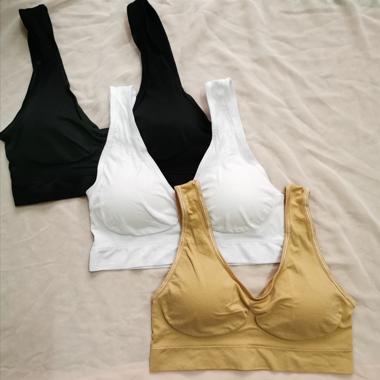 Genie bra三ピースパッド付き二重0束缚り无痕下着少女スポーツブラジャースチールリングなしベスト