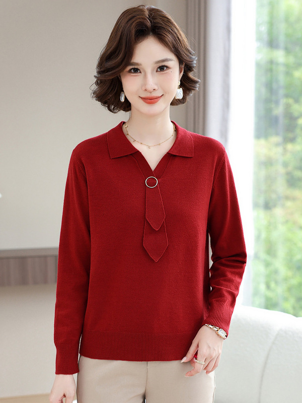 2025中老年女春秋针织打底衫妈妈春装毛衣洋气上衣婚宴喜婆婆内搭|undefined