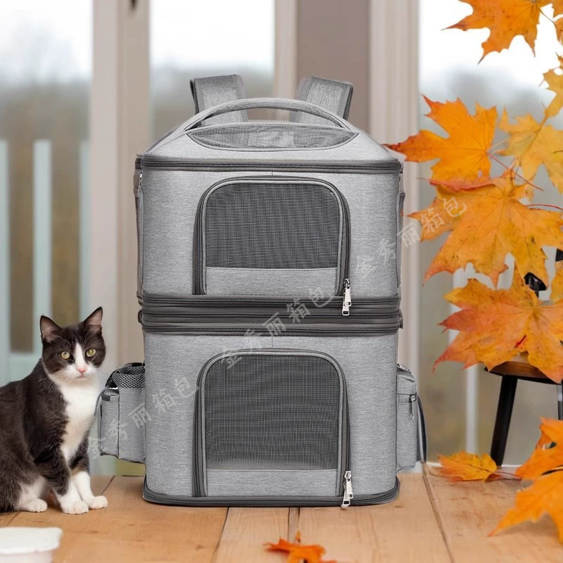 Portable Pet Travel Backpack, split-folding handheld & shoulder, breathable large-capacity