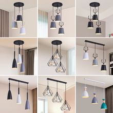 北歐餐廳三頭餐吊燈大氣鹿角鐵藝燈具簡約創意吊燈個性家用餐桌燈