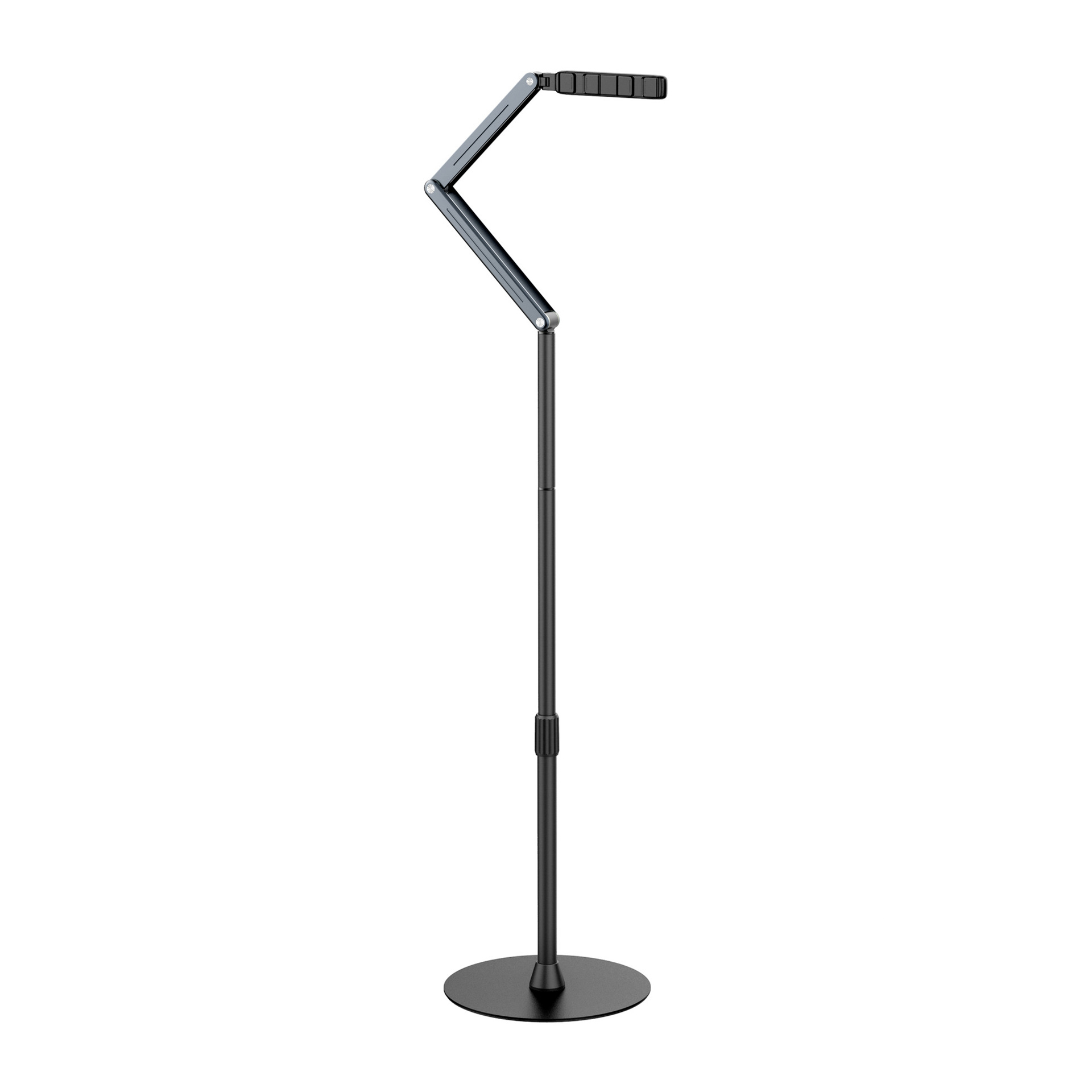 Soporte de teléfono flexible con base para transmisión en vivo, fotografía de 360 grados, grabación de video y soporte para tableta, ajustable para tomas desde arriba.