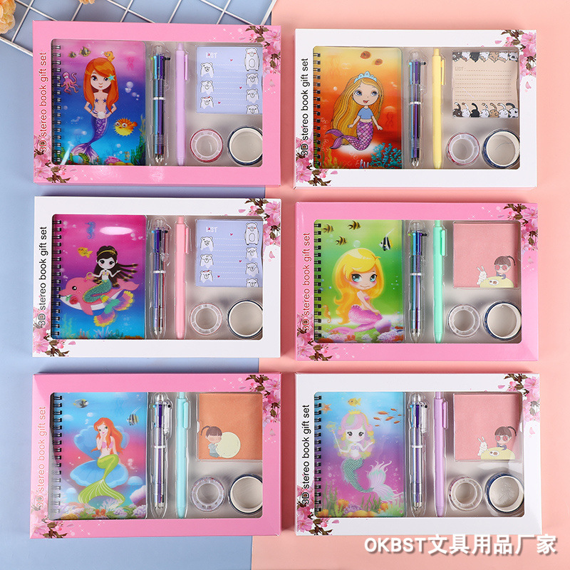 Transfronterizo de dibujos animados 3D Unicornio Chica corazón Flamingo pareja Bloc de notas Notebook papelería traje de regalo