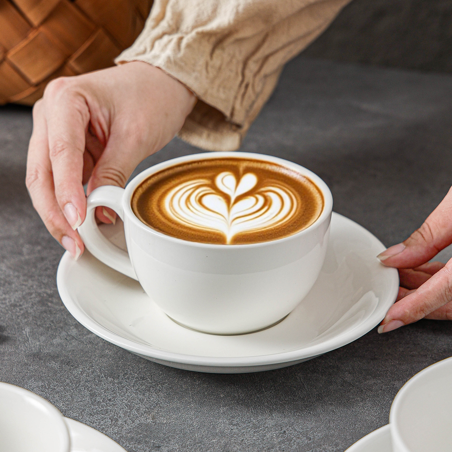 Large-Capacity Coffee Cup, Latte Cup, Simple Mug, Latte Art Ceramic Cup, Niche Coffee Cup, Light Luxury and High-End Feel