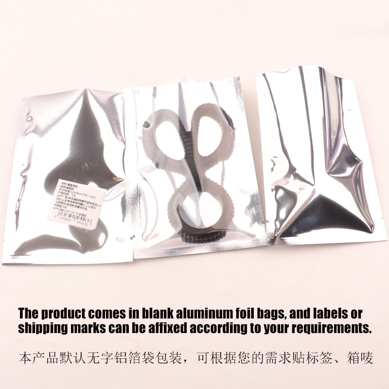 Silicone Scissor Lock Semen Ring, Manual Adjustable Cock Ring, Black Foil Bag — detail image 1