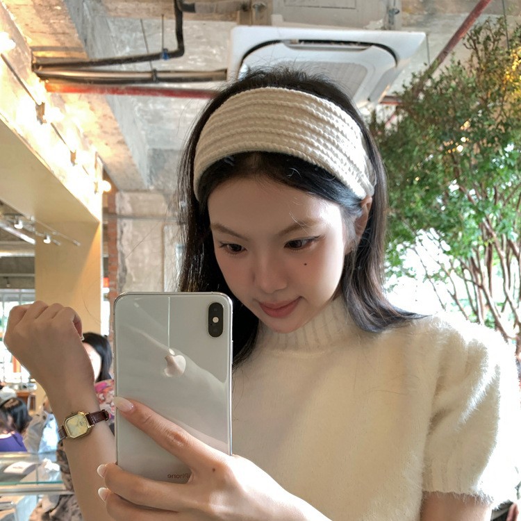 Korean-Style Braided Texture Knit Headband Versatile Retro High-Top Headband Hairpin Daily Wear Hair Accessory