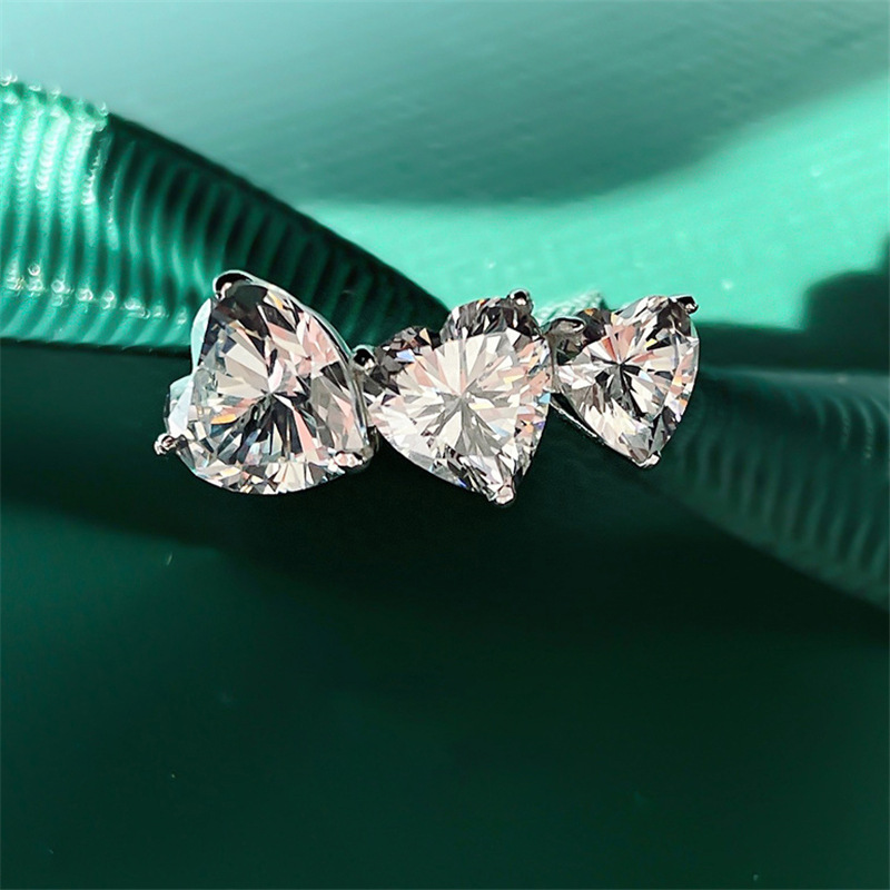 Modern Style Heart Shape Copper Open Ring Plating Artificial Gemstones Copper Rings