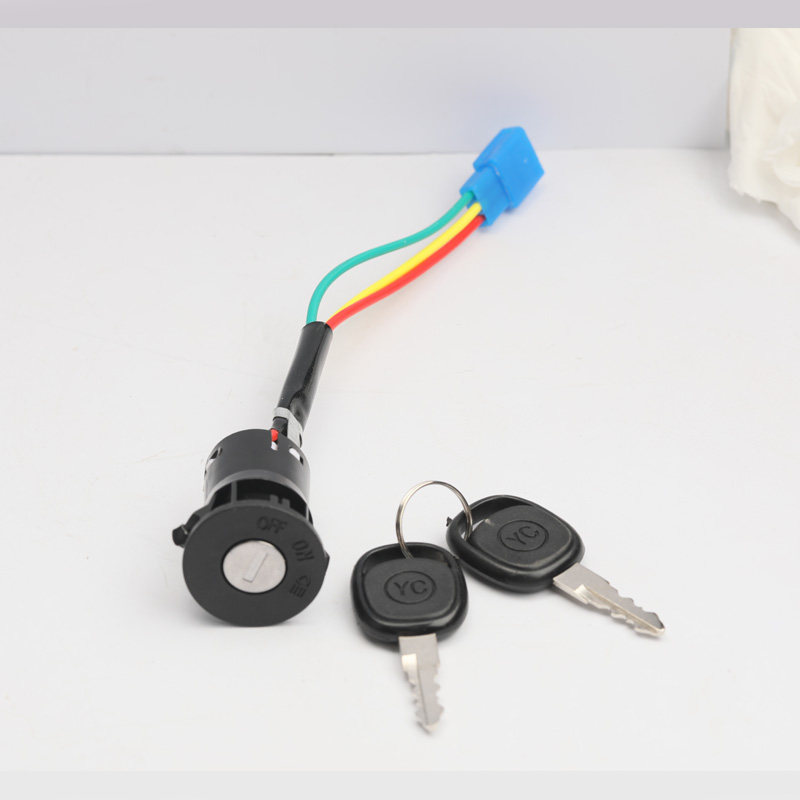 [Wholesale] Electric Vehicle Power Lock Key Switch, Universal for Three-Wheel Vehicles, Three-Wire Lock with Large, Medium, and Small Heads, 10 Pieces Wholesale