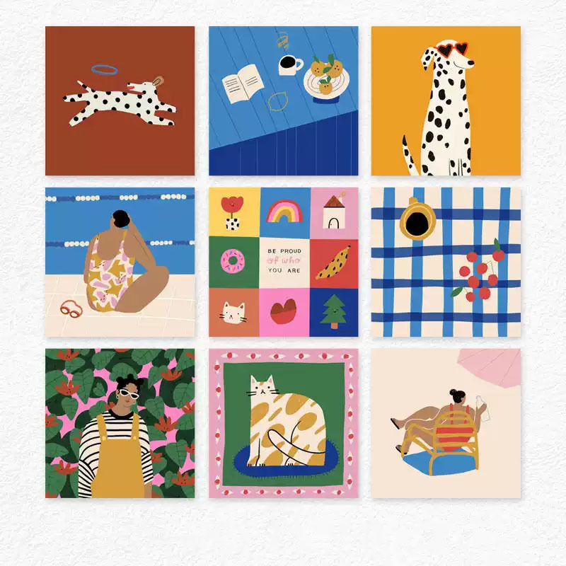 Happy Dopamine Instagram-Style Abstract Cartoon Color Combination Entrance Hall Living Room Decorative Painting Fresh Healing Poster