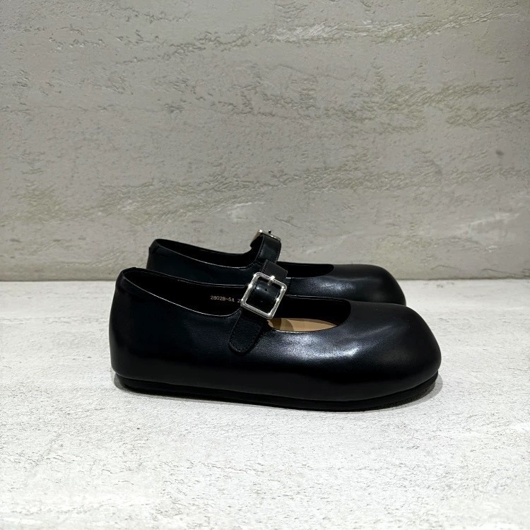 Versión de piel de oveja ~ primavera y otoño nuevo cuero real aumento de altura de hebilla de boca superficial zapatos Mary Jane zapatos lefour de mujer