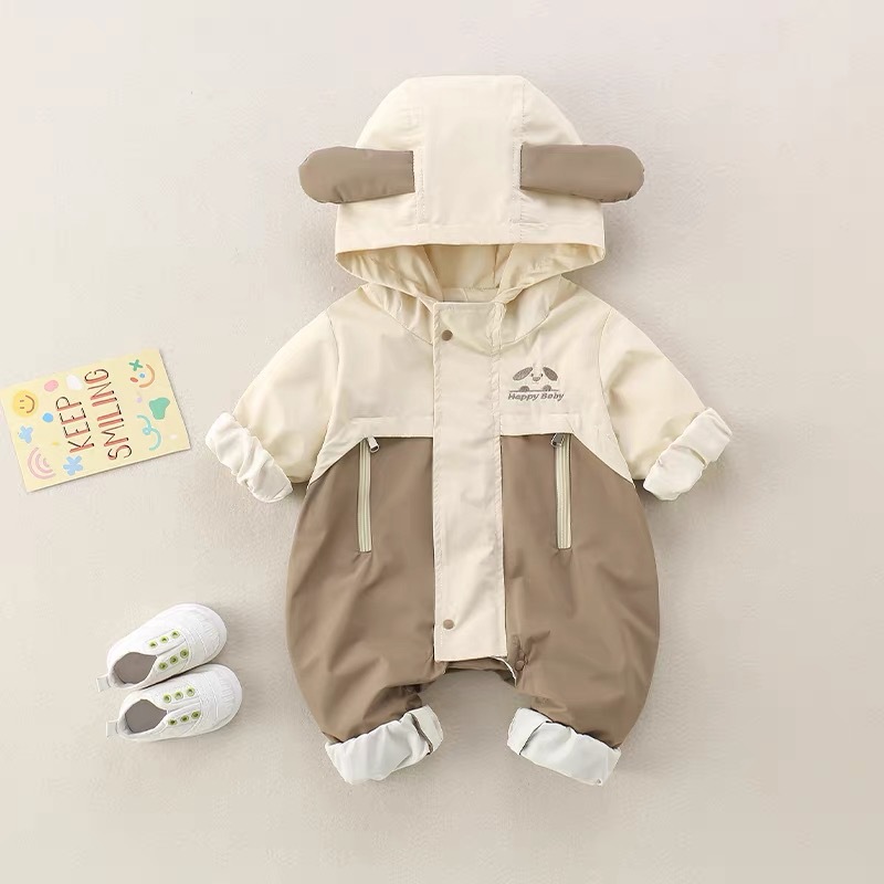 Baby boy spring windproof and cute outdoor clothing, infant onesie, romper, spring and autumn coat