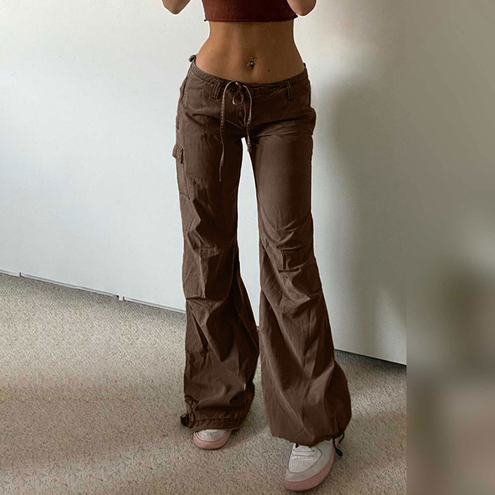 Femmes Du Quotidien Vêtement De Rue Couleur Unie Toute La Longueur Fermeture Éclair Pantalon Cargo display picture 2