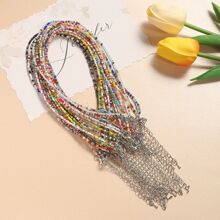 大混款项链手工米珠水晶玻璃琉璃波西米亚马克龙串珠锁骨链颈链