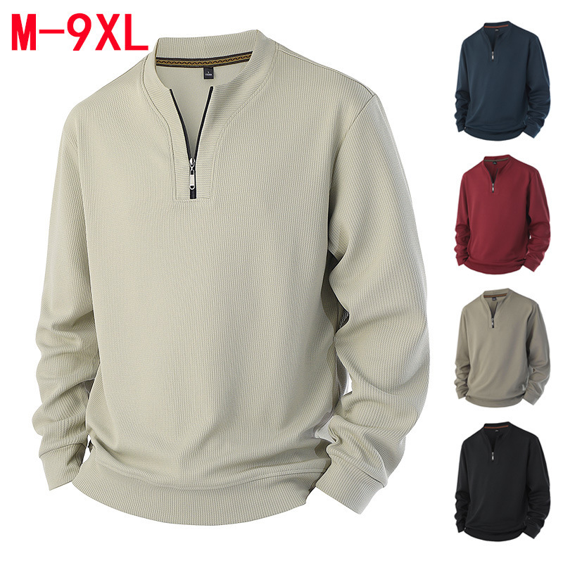 High-End Long-Sleeved Large Size Men's Sweatshirt Half-Zip Fashionable Loose Trendyy T-Shirt Men's Spring and Autum New Round Neck High-End Long-Sleeved Large Size Men's Sweatshirt Half-Zip Fashionable Loose Trendyy T-Shirt Men's Spring and Autum New Round Neck