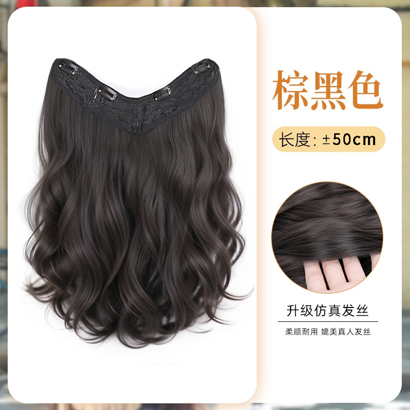 Perucas onduladas largas rizos de una pieza de cabello invisible extensión de cabello peludo peludo femenino peludo simulado peludo