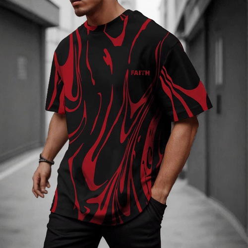 Summer Men's Short Sleeve T-Shirt 3D Print Wholesale Trendy Crew Neck Short Sleeve Fitness Sports Base Layer Shirt Breathable