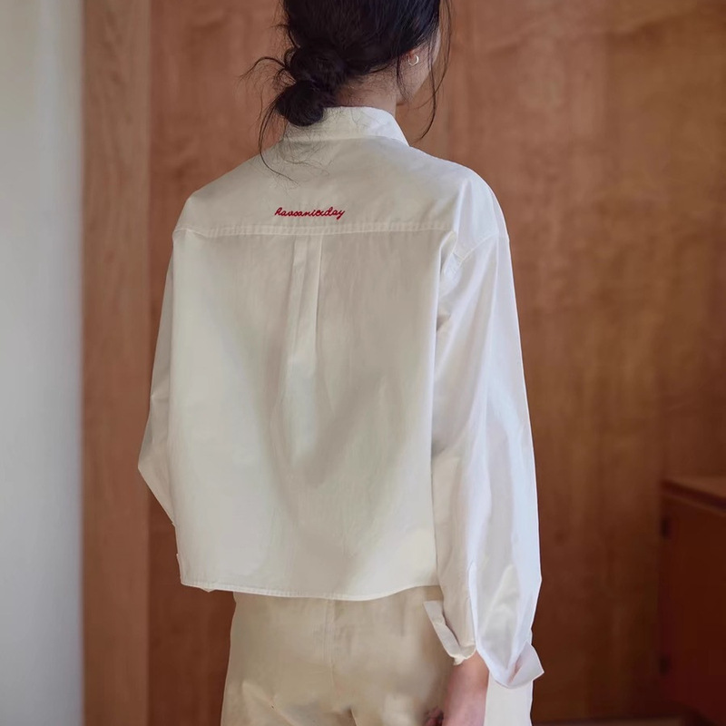 Nice2025SS Horse Cotton Simple Elegant Short Shirt Spring Women's Letter Embroidered Spring Small Top