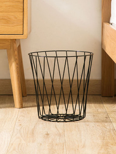 Jujiajia Nordic Style Iron Hollow Trash Bin Household Dry and Wet Separation Waste Paper Trash Toilet Metal Trash Bin