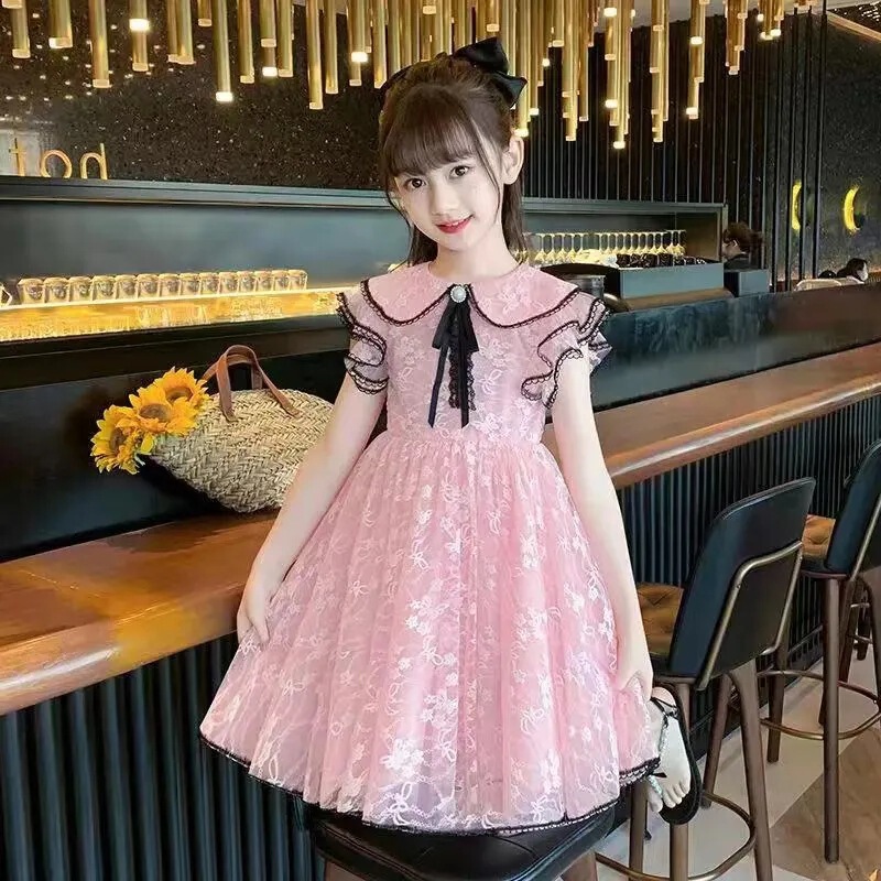 Girls' Summer Dress, Stylish Princess Dress for Children, New 2026 Lace Dress for Older Girls Girls' Summer Dress, Stylish Princess Dress for Children, New 2026 Lace Dress for Older Girls