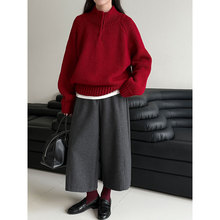 鹿西 韩系半高领套头针织衫女冬季新款慵懒风百搭内搭厚毛衣ss964