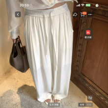 3亚麻2630松紧腰抽绳天丝阔腿裤长95-仅供货经销商不退换