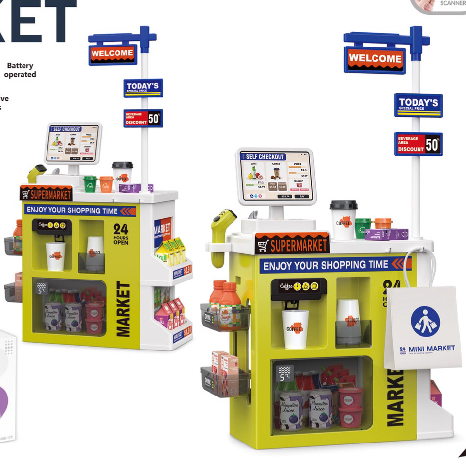 Transfronterizos niños simulación de agua supermercado mesa de venta bolsa de compras conjunto de escaneo tarjeta deslizante caja registradora juguetes de supermercado
