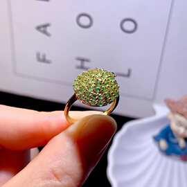 新款天然沙弗莱戒指S925银镶嵌主石2*2mm百搭网红爆款女饰批发