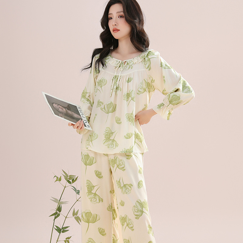 Women's Artificial Cotton Pajamas Soft and Comfortable Natural Breathable Healthy Loose suit Lace-up Rope Home Wear Women's Artificial Cotton Pajamas Soft and Comfortable Natural Breathable Healthy Loose suit Lace-up Rope Home Wear