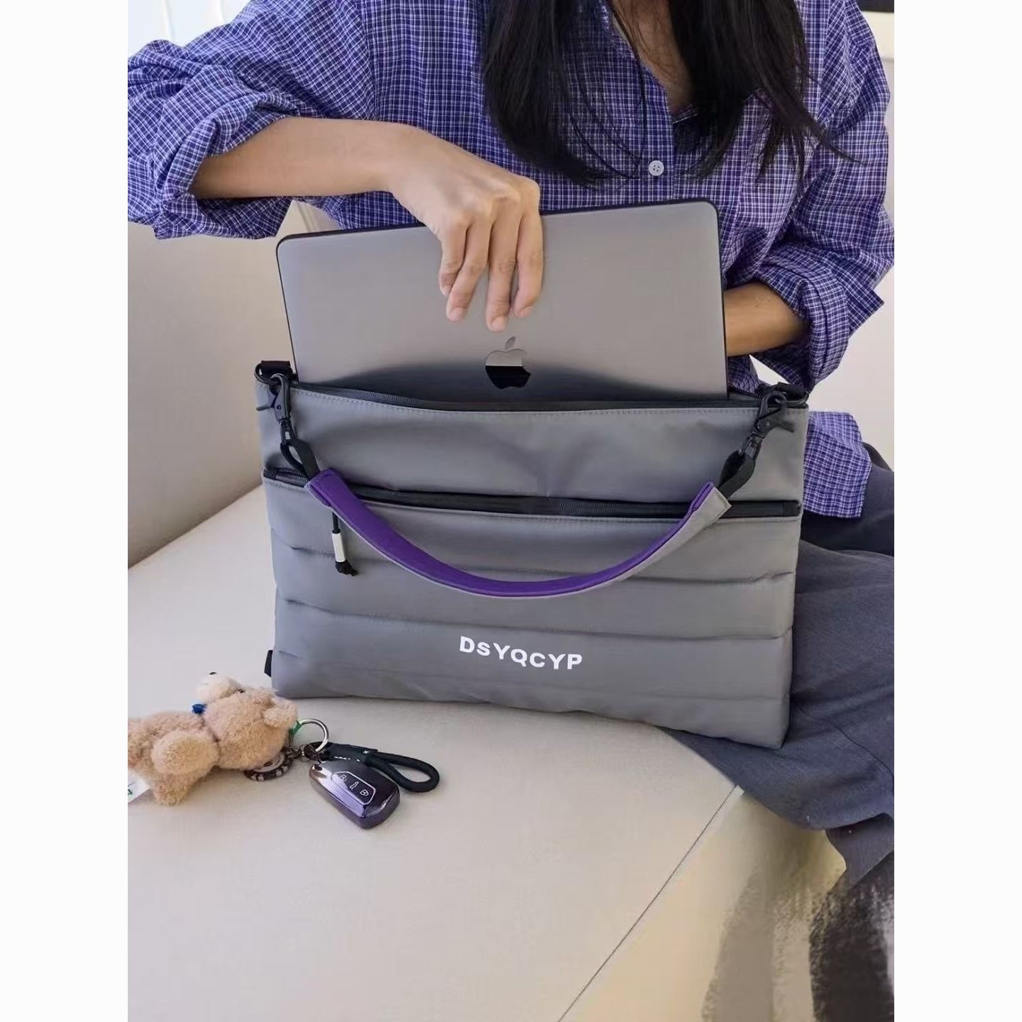 Minimalist niche high-end laptop bag 13inch 14inch unisex shoulder, hand, and crossbody bag
